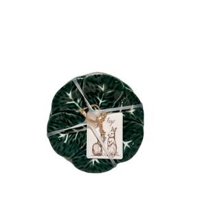 4 pk Maxcera Cabbage Leaf 6 in Appetizer Plates Ceramic Spring Easter Green New